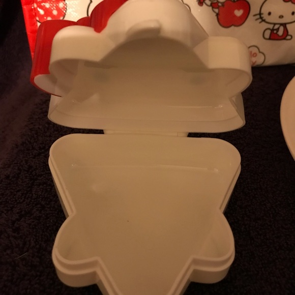 Sanrio Hello Kitty Plate Water Bottle Musubi Rice Maker Lunch Bag Set 5 Pc - Picture 7 of 13